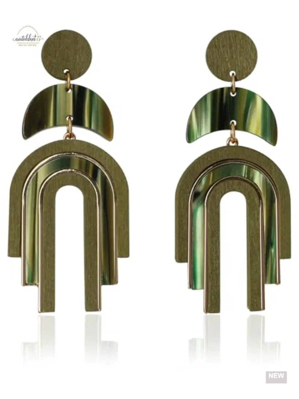 Natural Wooden Acrylic Boho Drop Dangle Earrings Geometric Statement